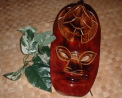 War Mask: Single Sea Turtle in Red Mako Wood - Product Image