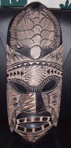 War Mask: Large Single Sea Turtle Etched in Black Mako Wood