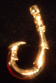 PENDANT: Sold Gold 3D Fish Hook