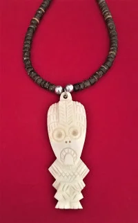 Tiki Necklace - Flat White with Brown Coconut Necklace - Product Image