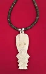 Tiki Necklace - Flat White with Brown Coconut Necklace - Product Image