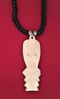 Tiki Necklace - Flat White with Black Coconut Necklace - Product Image