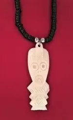 Tiki Necklace - Flat White with Black Coconut Necklace - Product Image