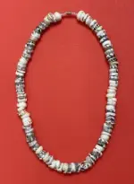 Necklace: Spotted Surfer's Hand-Strung Big Shell Model 1 - Longer 23" Size! - Product Image