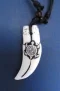 Single Boar's Tooth Necklace: Etched sea turtle with Chinese letters