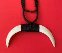 Double Boar's Tooth Necklace: Black