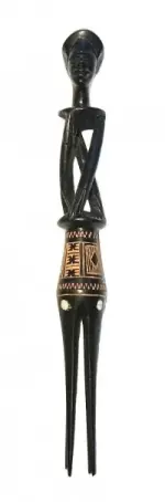 Fiji Vesi Wood Cannibal Fork with Mother-of-Pearl Inlay - 12" - Model 1  - Product Image