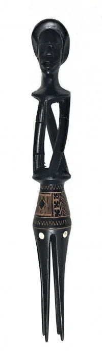Fiji Vesi Wood Cannibal Fork with Mother-of-Pearl Inlay - 12" - Model 10 - Product Image