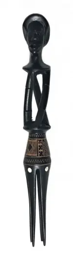 Fiji Vesi Wood Cannibal Fork with Mother-of-Pearl Inlay - 12" - Model 10 - Product Image