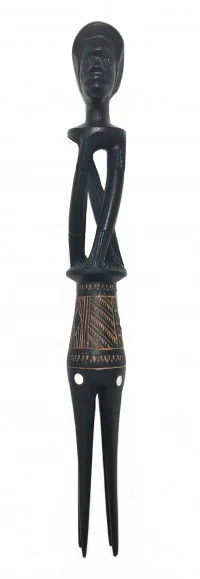 Fiji Vesi Wood Cannibal Fork with Mother-of-Pearl Inlay - 12" - Model 8 - Product Image