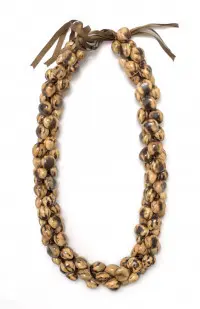 Kukui Nut: Special Marbled Tiger Triple Strand Lei  - Product Image