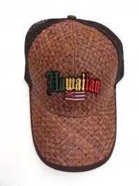 Lauhala Baseball Cap Hawaiian Flag - Jawaiian Lettering - Product Image