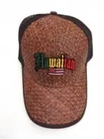 Lauhala Baseball Cap Hawaiian Flag - Jawaiian Lettering - Product Image