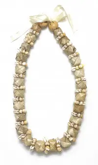 Lauhala: Box Lei with Cowrie Shells - Product Image