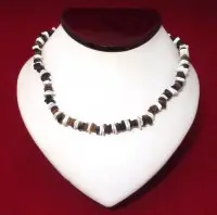 Necklace: Brown, Black, and White Puka Shell