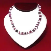 Necklace: Dark Pink and White Puka Shell 