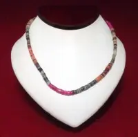 Necklace: Fuchsia/Orange/Gray Cut Shell - Product Image