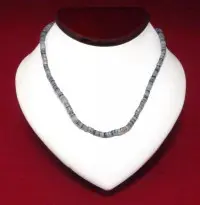 Necklace: Gray/Black Cut Shell - Product Image