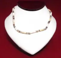 Necklace: Gray/White/Tan/Brown Cut Shell - Product Image