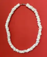Necklace: White Surfer's Hand-Strung Big Shell - Long - Model 2 - Product Image
