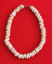 Necklace: White Surfer's Hand-Strung Giant Puka Shell Model 15 - Product Image