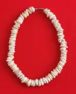 Necklace: White Surfer's Hand-Strung Giant Puka Shell Model 15 - Product Image