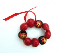 Painted Kukui Nut Bracelet/Anklet - Red /Black - Product Image