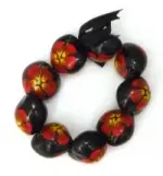 Painted Kukui Nut Bracelet/Anklet - Red - Product Image