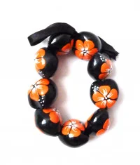 Painted Kukui Nut Bracelet/Anklet - Orange - Product Image