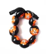 Painted Kukui Nut Bracelet/Anklet - Orange - Product Image