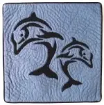 Pillow Covering: Dual Dolphins in Navy/Slate Blue - Product Image