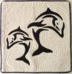 Pillow Covering: Dual Dolphins in Navy/White - Product Image
