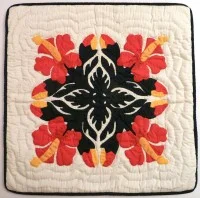 Pillow Covering: Four Hibiscus in Four Colors - Product Image