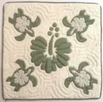 Pillow Covering: Sea Turtles & Hibiscus in Light Green/White - Product Image
