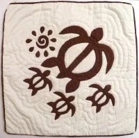 Pillow Covering: Sea Turtles & Sun in Brown/White  - Product Image