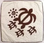 Pillow Covering: Sea Turtles & Sun in Brown/White 