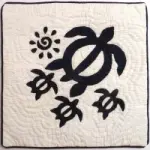 Pillow Covering: Sea Turtles & Sun in Navy/White - Product Image