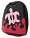 Quilted Backpack: Black with Pink Sea Turtle - Medium Size 