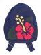 Quilted Backpack: Blue w/ Red Hibiscus - Medium Size