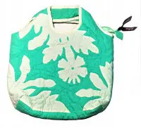 Quilted Purse - Cream Hibiscus on Seafoam Green - Product Image