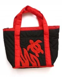 Quilted Purse: Black & Red Sea Turtle - Product Image