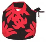 Quilted Purse - Red Sea Turtle on Black - Product Image