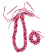 Shell: Popcorn Shell Choker Lei & Bracelet -Magenta - Product Image