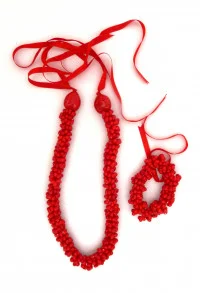 Shell: Popcorn Shell Choker Lei & Bracelet - RED - Product Image