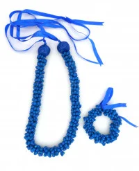Shell: Popcorn Shell Choker Lei & Bracelet - Royal Blue - Product Image