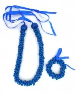 Shell: Popcorn Shell Choker Lei & Bracelet - Royal Blue - Product Image