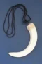 Single Boar's Tooth Necklace: Raffia Tip - Extra Long