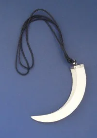 Single Boar's Tooth Necklace: Silver Tip - Extra Long
